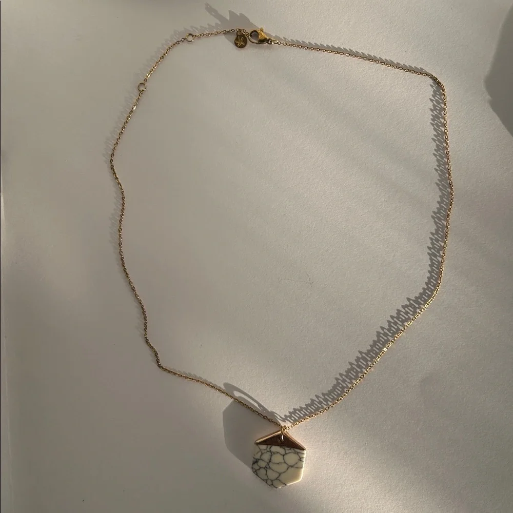 Gold and White Pendant Necklace